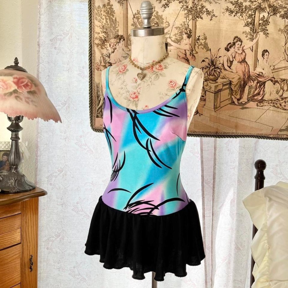 80s blue‎ swim dress